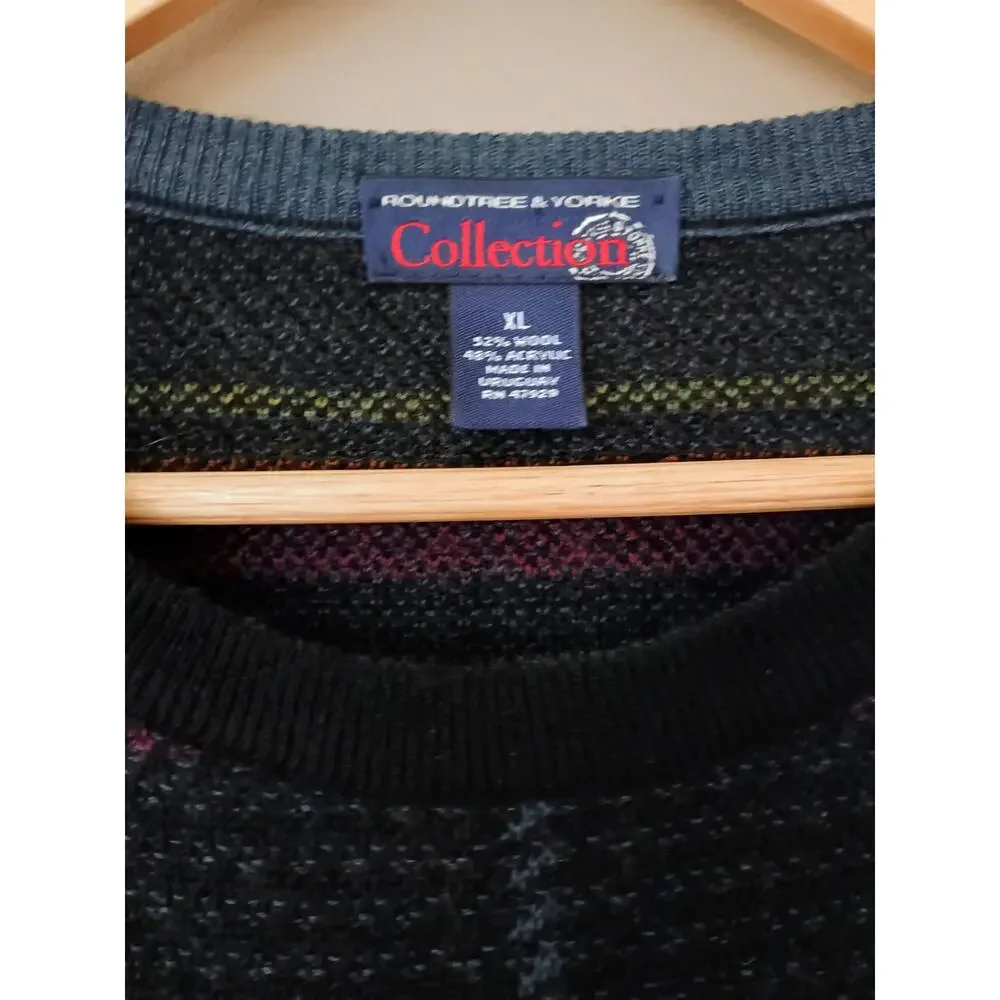 Y2k VTG Roundtree & Yorke Collection Wool retro Plaid Cosby grandpa core XL mens